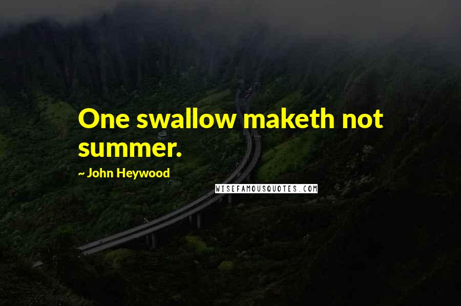 John Heywood Quotes: One swallow maketh not summer.
