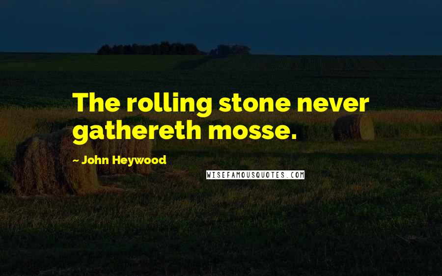 John Heywood Quotes: The rolling stone never gathereth mosse.