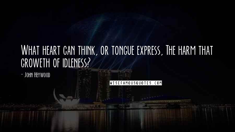 John Heywood Quotes: What heart can think, or tongue express, The harm that groweth of idleness?