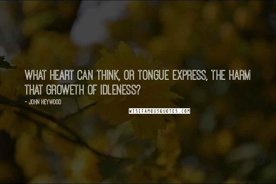 John Heywood Quotes: What heart can think, or tongue express, The harm that groweth of idleness?