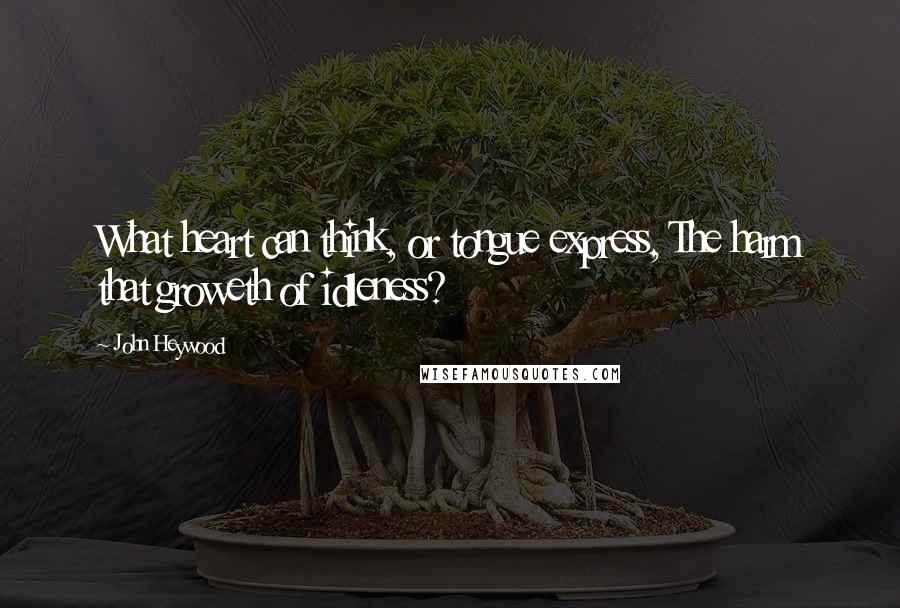 John Heywood Quotes: What heart can think, or tongue express, The harm that groweth of idleness?
