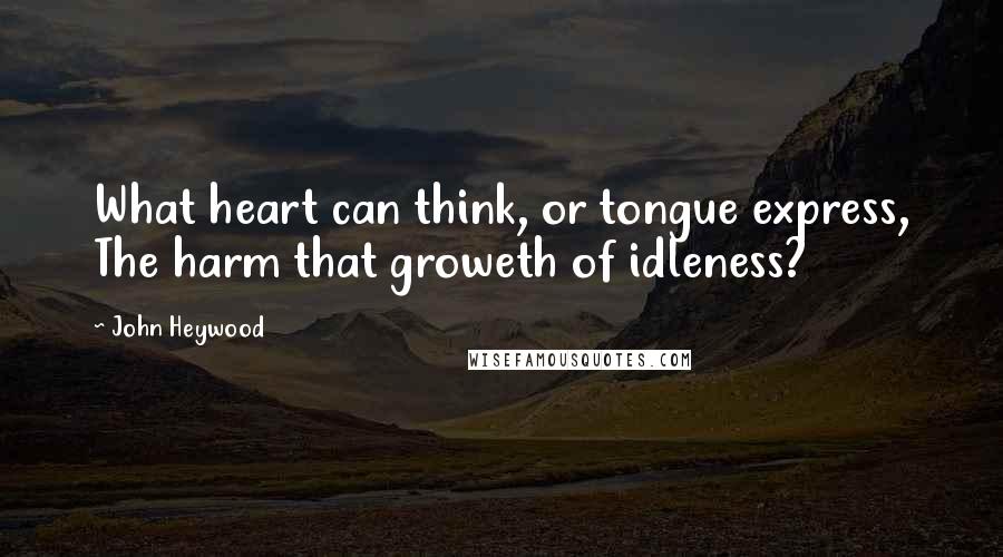 John Heywood Quotes: What heart can think, or tongue express, The harm that groweth of idleness?