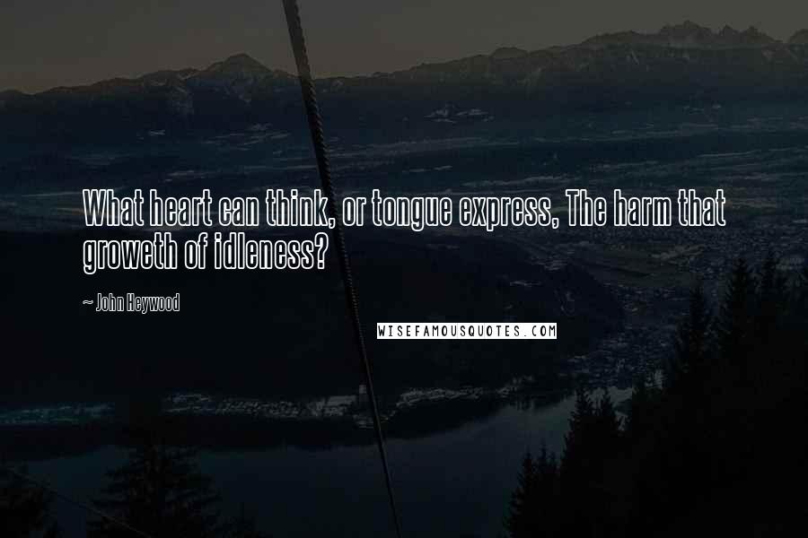 John Heywood Quotes: What heart can think, or tongue express, The harm that groweth of idleness?