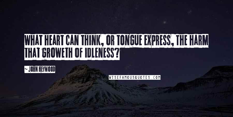 John Heywood Quotes: What heart can think, or tongue express, The harm that groweth of idleness?