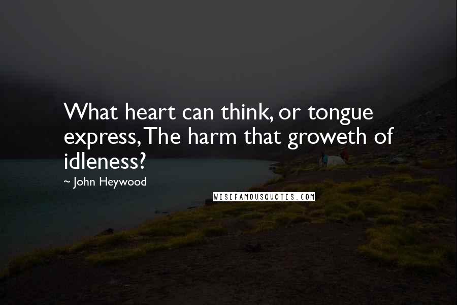 John Heywood Quotes: What heart can think, or tongue express, The harm that groweth of idleness?