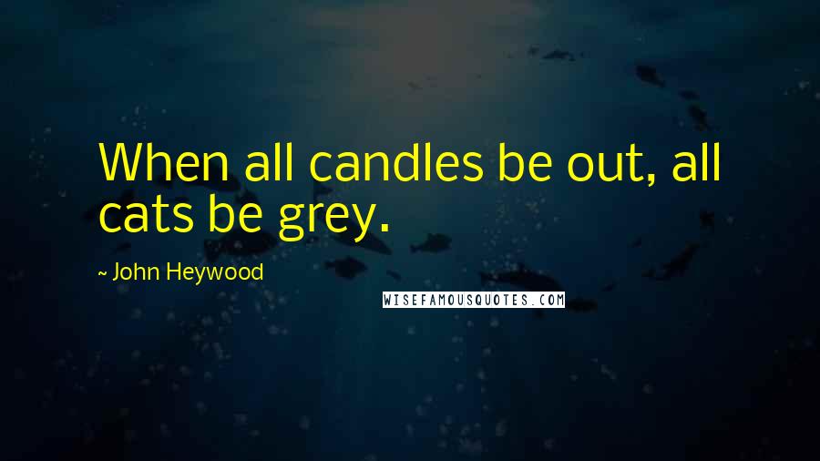 John Heywood Quotes: When all candles be out, all cats be grey.