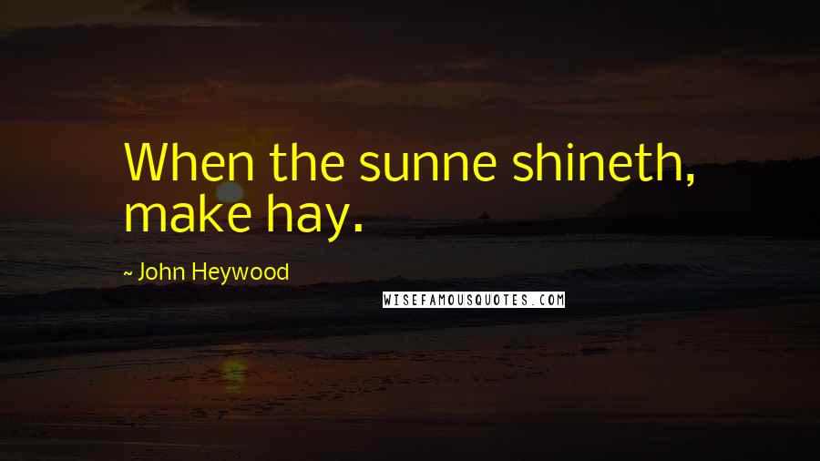 John Heywood Quotes: When the sunne shineth, make hay.
