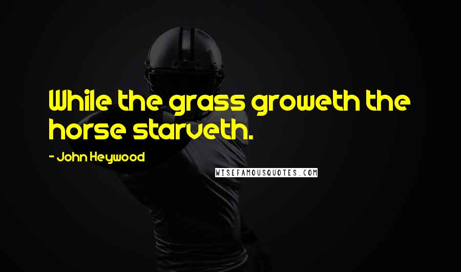 John Heywood Quotes: While the grass groweth the horse starveth.