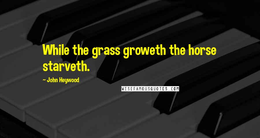 John Heywood Quotes: While the grass groweth the horse starveth.