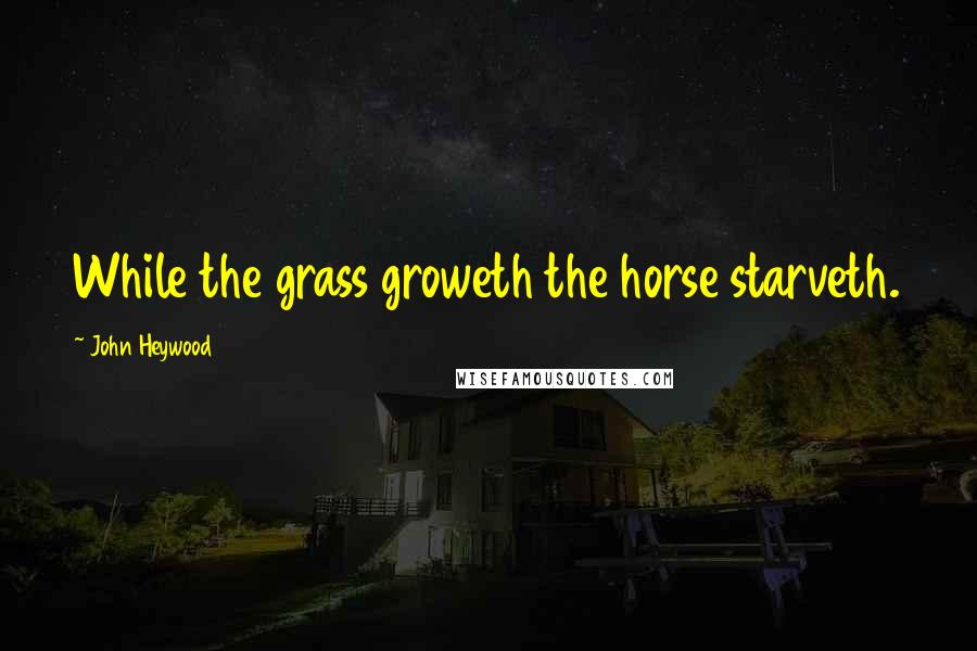 John Heywood Quotes: While the grass groweth the horse starveth.