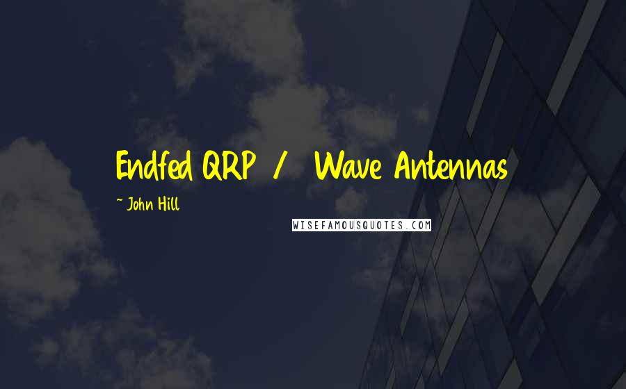 John Hill Quotes: Endfed QRP 1/2 Wave Antennas