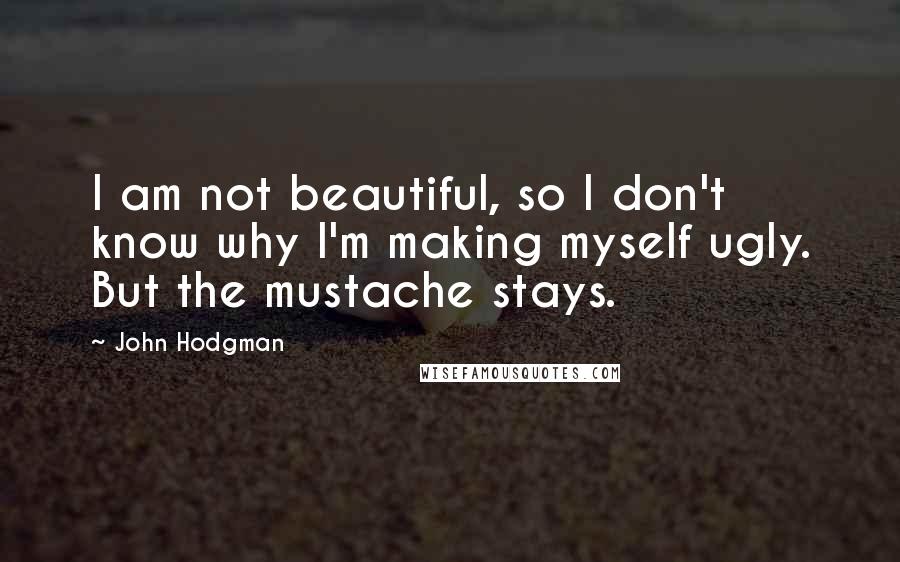 John Hodgman Quotes: I am not beautiful, so I don't know why I'm making myself ugly. But the mustache stays.