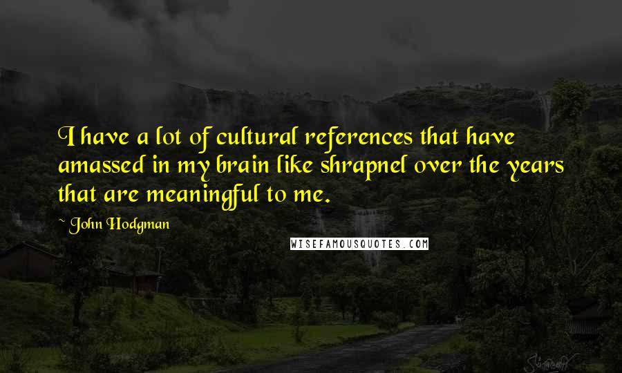 John Hodgman Quotes: I have a lot of cultural references that have amassed in my brain like shrapnel over the years that are meaningful to me.