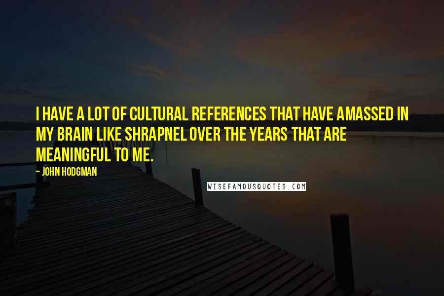 John Hodgman Quotes: I have a lot of cultural references that have amassed in my brain like shrapnel over the years that are meaningful to me.