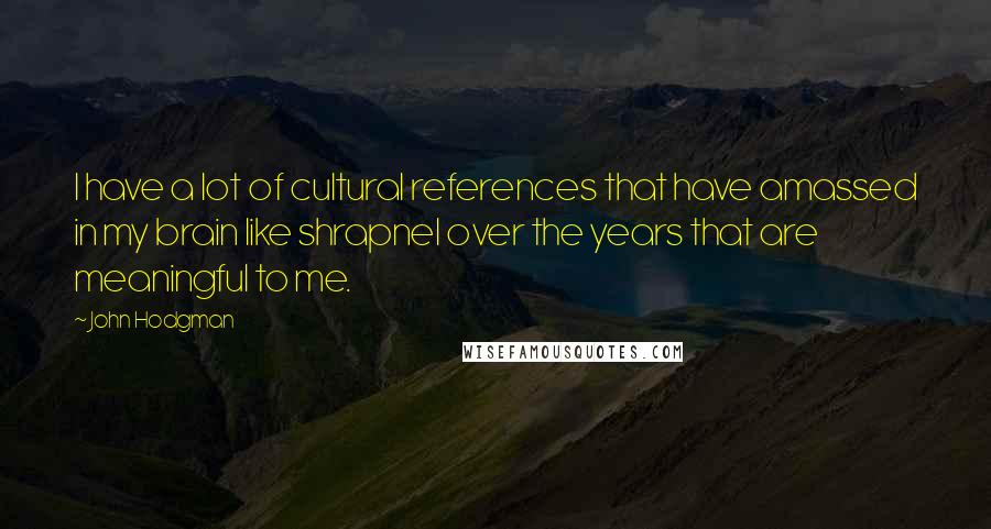 John Hodgman Quotes: I have a lot of cultural references that have amassed in my brain like shrapnel over the years that are meaningful to me.