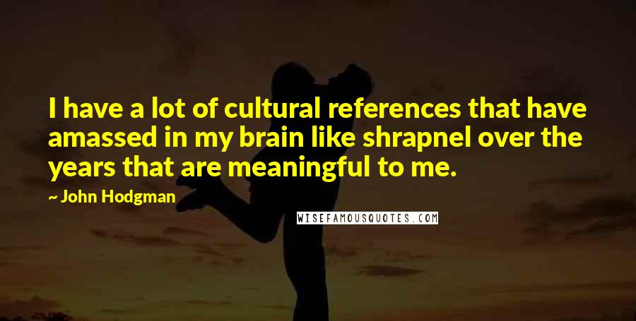 John Hodgman Quotes: I have a lot of cultural references that have amassed in my brain like shrapnel over the years that are meaningful to me.