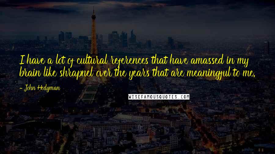 John Hodgman Quotes: I have a lot of cultural references that have amassed in my brain like shrapnel over the years that are meaningful to me.