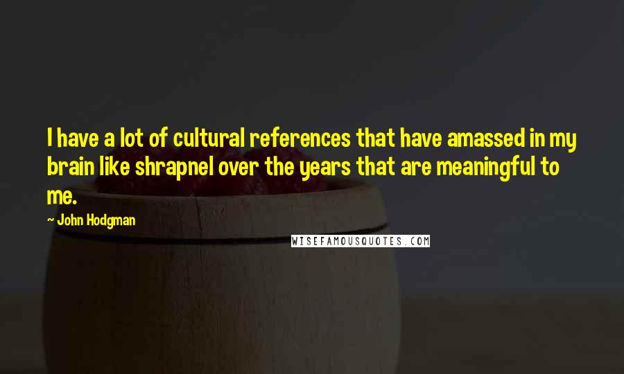 John Hodgman Quotes: I have a lot of cultural references that have amassed in my brain like shrapnel over the years that are meaningful to me.