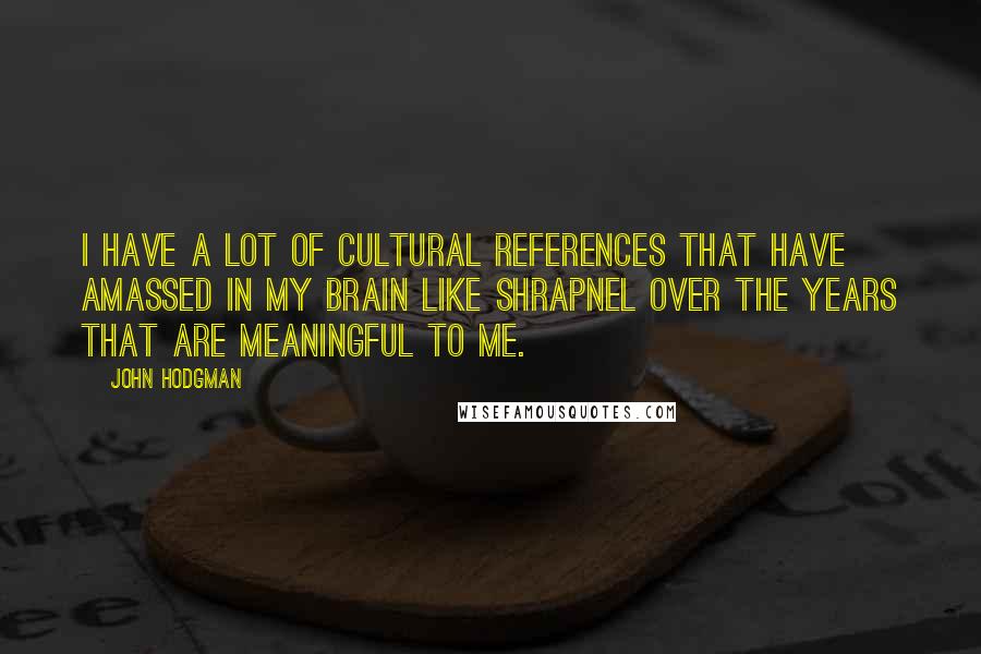 John Hodgman Quotes: I have a lot of cultural references that have amassed in my brain like shrapnel over the years that are meaningful to me.