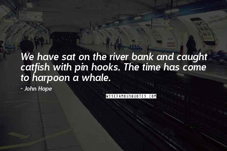 John Hope Quotes: We have sat on the river bank and caught catfish with pin hooks. The time has come to harpoon a whale.