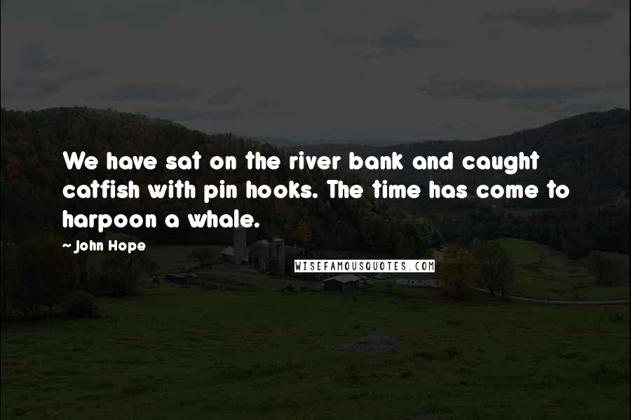 John Hope Quotes: We have sat on the river bank and caught catfish with pin hooks. The time has come to harpoon a whale.