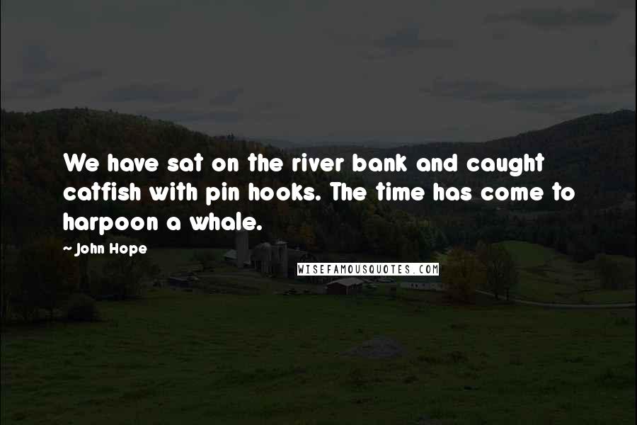 John Hope Quotes: We have sat on the river bank and caught catfish with pin hooks. The time has come to harpoon a whale.