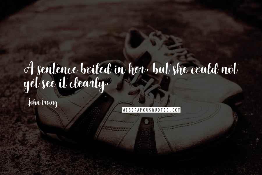 John Irving Quotes: A sentence boiled in her, but she could not yet see it clearly.