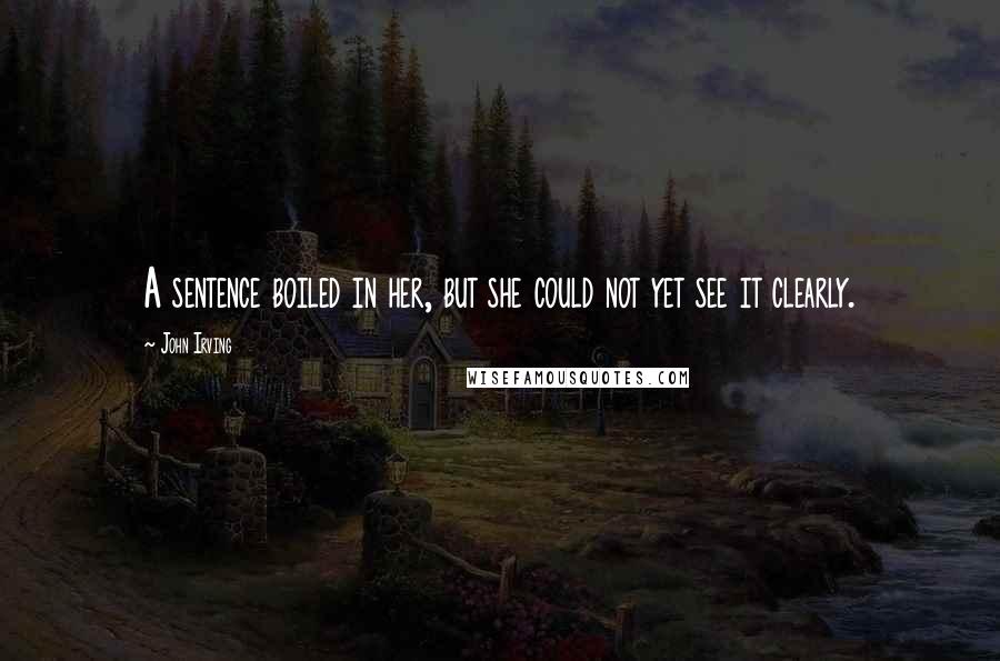 John Irving Quotes: A sentence boiled in her, but she could not yet see it clearly.