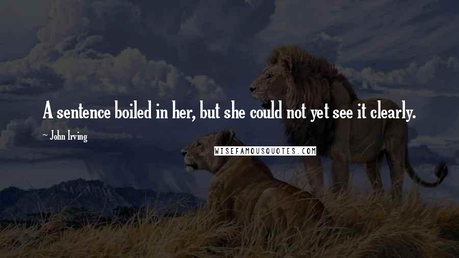 John Irving Quotes: A sentence boiled in her, but she could not yet see it clearly.