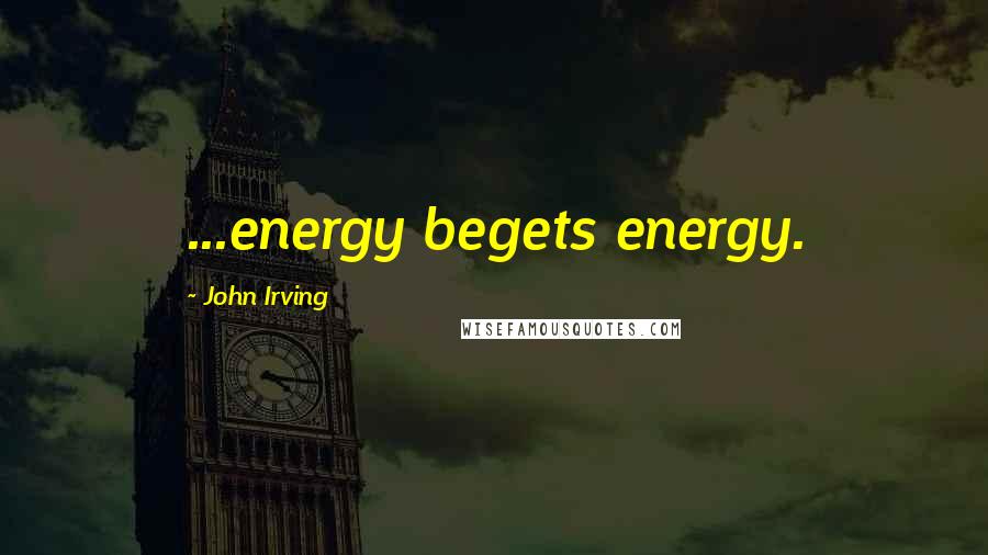 John Irving Quotes: ...energy begets energy.