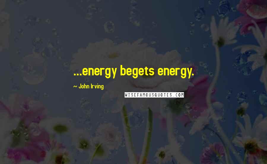 John Irving Quotes: ...energy begets energy.