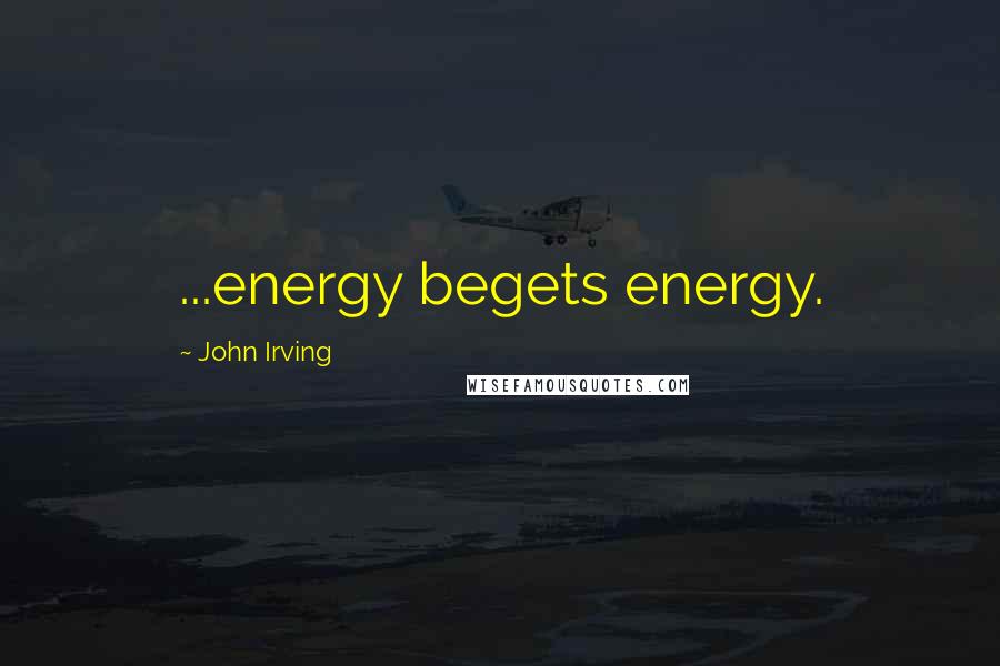 John Irving Quotes: ...energy begets energy.