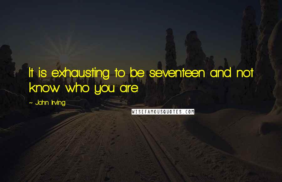 John Irving Quotes: It is exhausting to be seventeen and not know who you are.