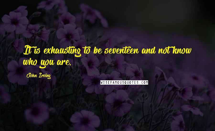 John Irving Quotes: It is exhausting to be seventeen and not know who you are.