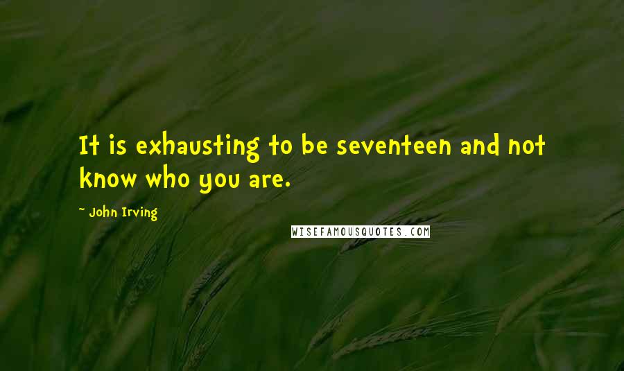 John Irving Quotes: It is exhausting to be seventeen and not know who you are.