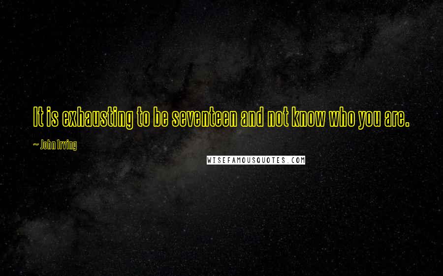 John Irving Quotes: It is exhausting to be seventeen and not know who you are.