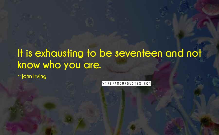 John Irving Quotes: It is exhausting to be seventeen and not know who you are.