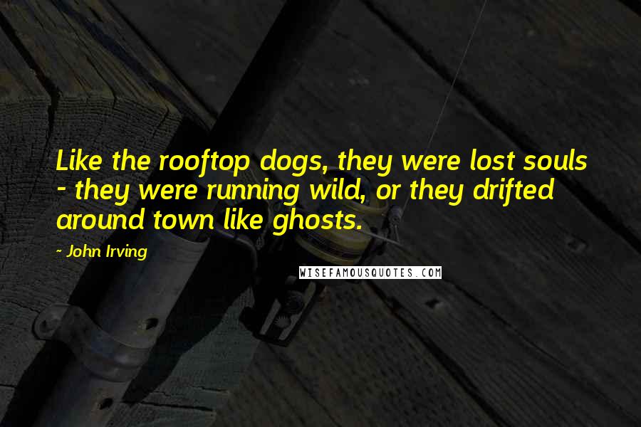 John Irving Quotes: Like the rooftop dogs, they were lost souls - they were running wild, or they drifted around town like ghosts.