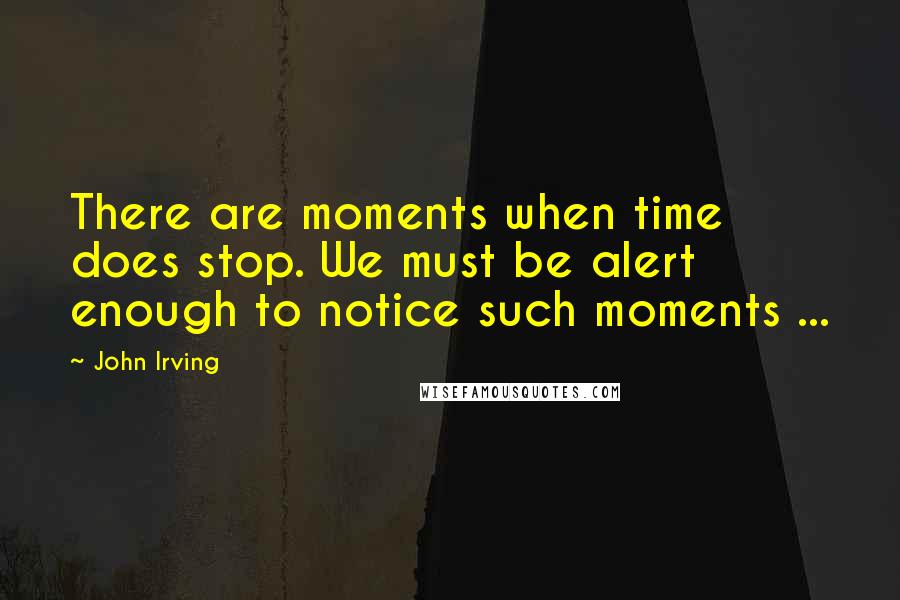 John Irving Quotes: There are moments when time does stop. We must be alert enough to notice such moments ...