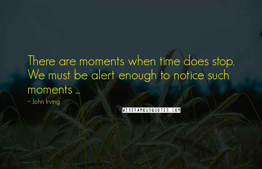 John Irving Quotes: There are moments when time does stop. We must be alert enough to notice such moments ...