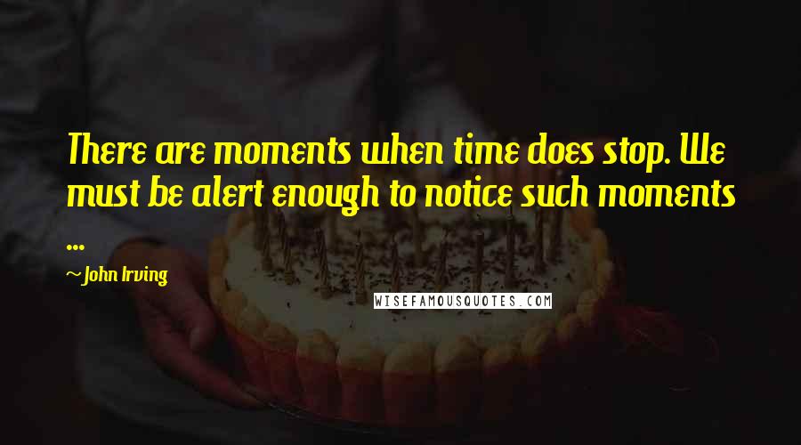 John Irving Quotes: There are moments when time does stop. We must be alert enough to notice such moments ...