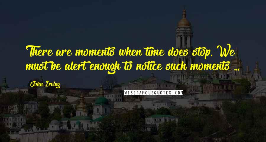 John Irving Quotes: There are moments when time does stop. We must be alert enough to notice such moments ...