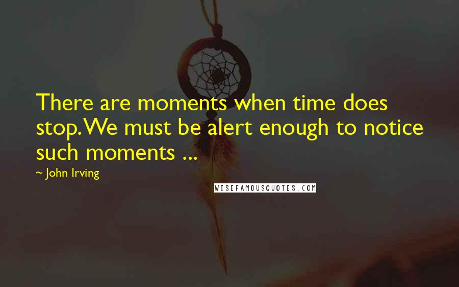 John Irving Quotes: There are moments when time does stop. We must be alert enough to notice such moments ...