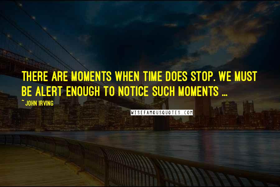 John Irving Quotes: There are moments when time does stop. We must be alert enough to notice such moments ...