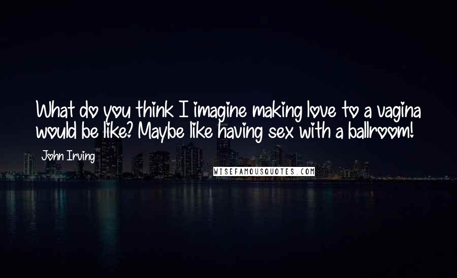 John Irving Quotes: What do you think I imagine making love to a vagina would be like? Maybe like having sex with a ballroom!