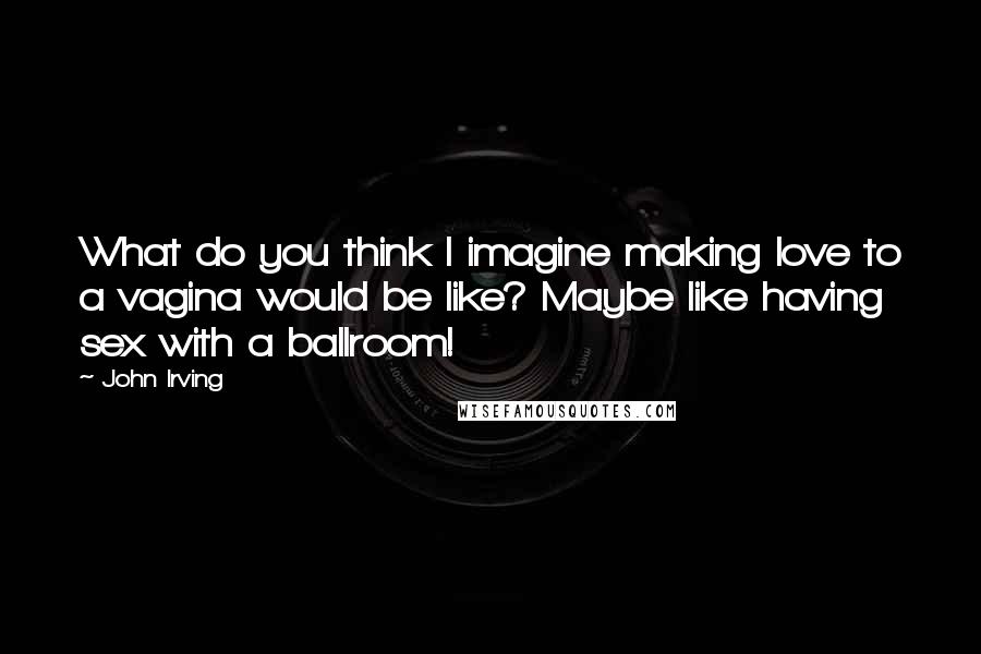 John Irving Quotes: What do you think I imagine making love to a vagina would be like? Maybe like having sex with a ballroom!