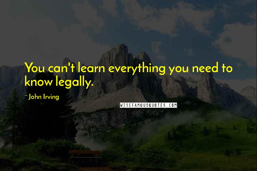 John Irving Quotes: You can't learn everything you need to know legally.