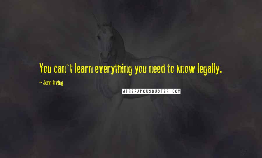 John Irving Quotes: You can't learn everything you need to know legally.