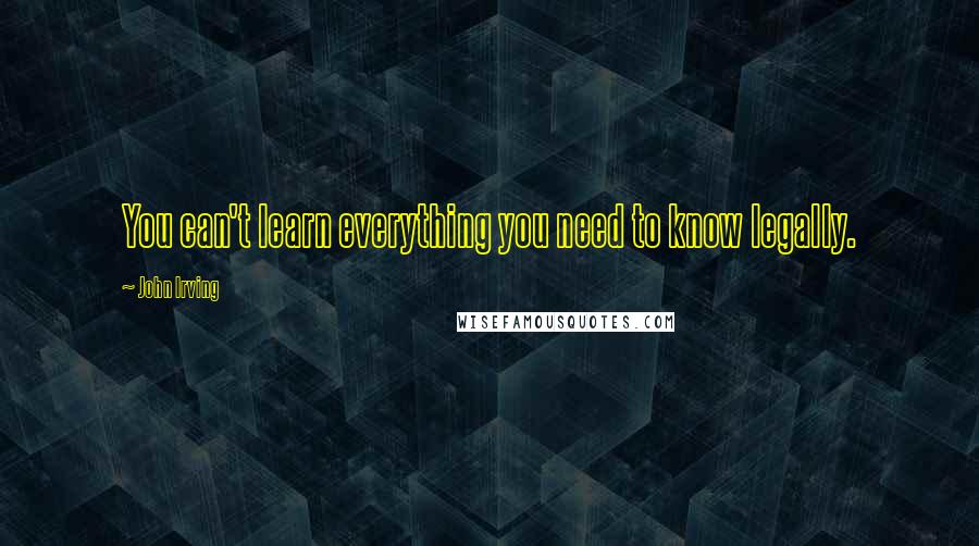 John Irving Quotes: You can't learn everything you need to know legally.