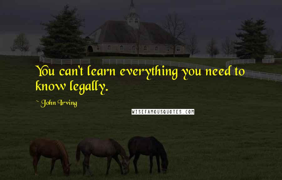 John Irving Quotes: You can't learn everything you need to know legally.